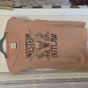 Western Outlaw Graphic Tank Top in Tan